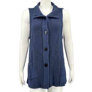 Habitat Sweater Womens Medium Blue‎ Chunky Knit Button Up Cardigan Lagenlook